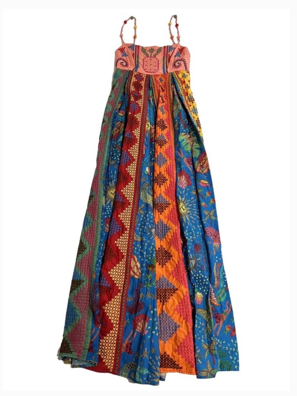 Farm Rio Boho Patchwork Maxi Dress in Bright Multi - Picture 1 of 4